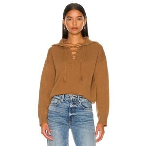 Nili Lotan Gloria Cognac Wool Lace Up Pullover Sweater Size Small NWT